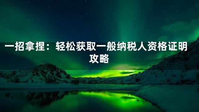 一招拿捏：轻松获取一般纳税人资格证明攻略