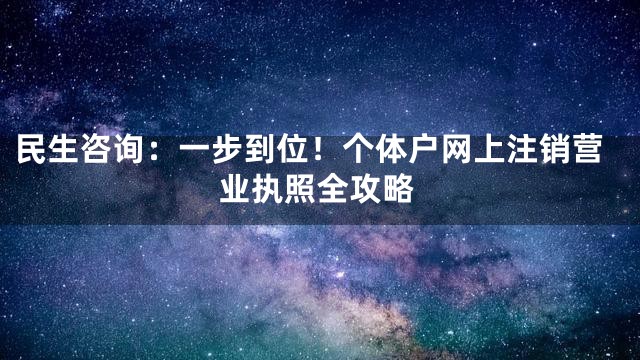 民生咨询：一步到位！个体户网上注销营业执照全攻略