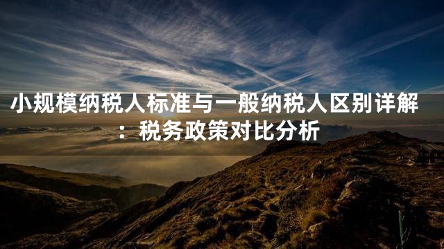 小规模纳税人标准与一般纳税人区别详解：税务政策对比分析