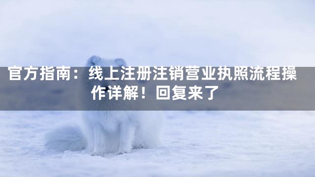 官方指南：线上注册注销营业执照流程操作详解！回复来了