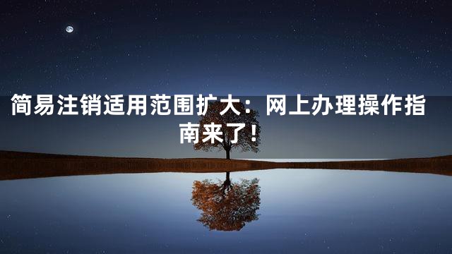 简易注销适用范围扩大：网上办理操作指南来了！