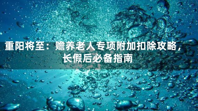 重阳将至：赡养老人专项附加扣除攻略，长假后必备指南