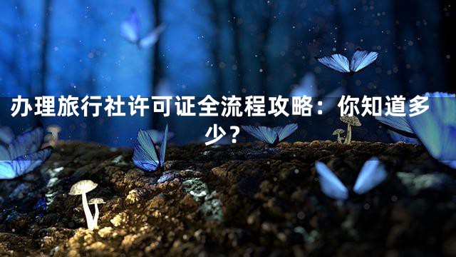 办理旅行社许可证全流程攻略：你知道多少？