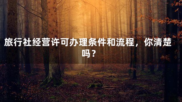 旅行社经营许可办理条件和流程，你清楚吗？