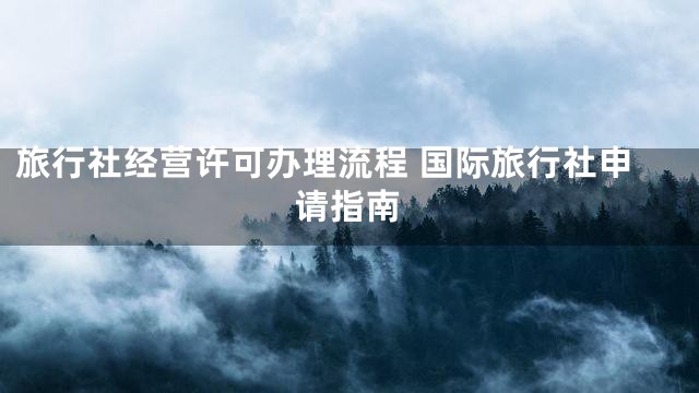 旅行社经营许可办理流程 国际旅行社申请指南