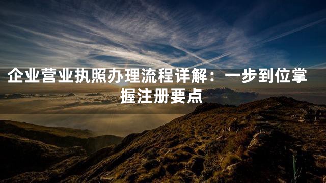 企业营业执照办理流程详解：一步到位掌握注册要点