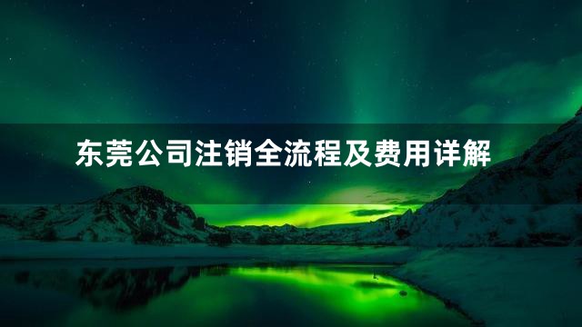 东莞公司注销全流程及费用详解
