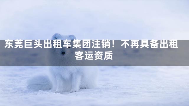东莞巨头出租车集团注销！不再具备出租客运资质