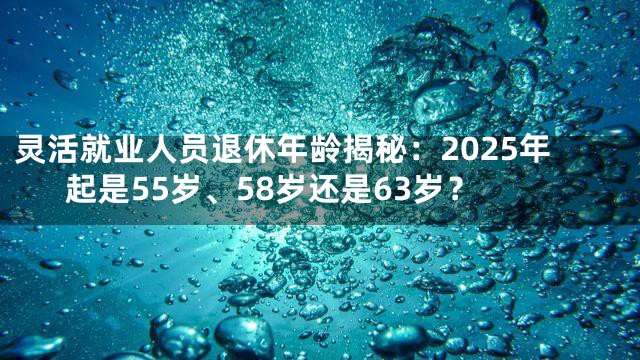 灵活就业人员退休年龄揭秘：2025年起是55岁、58岁还是63岁？
