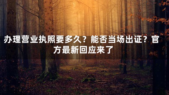办理营业执照要多久？能否当场出证？官方最新回应来了