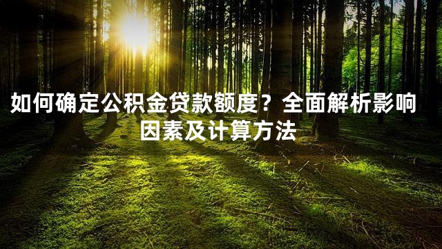 如何确定公积金贷款额度？全面解析影响因素及计算方法