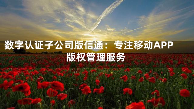 数字认证子公司版信通：专注移动APP版权管理服务
