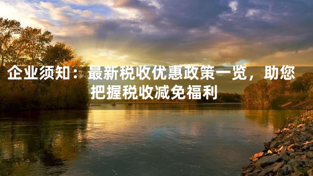 企业须知：最新税收优惠政策一览，助您把握税收减免福利