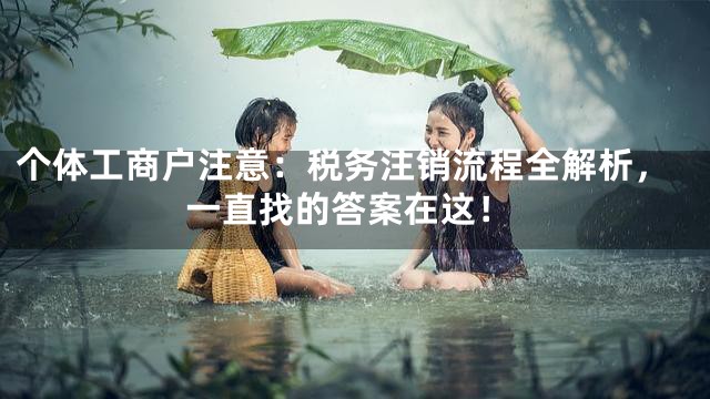 个体工商户注意：税务注销流程全解析，一直找的答案在这！