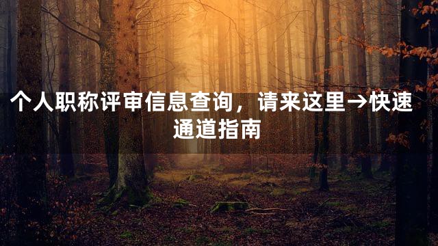 个人职称评审信息查询，请来这里→快速通道指南