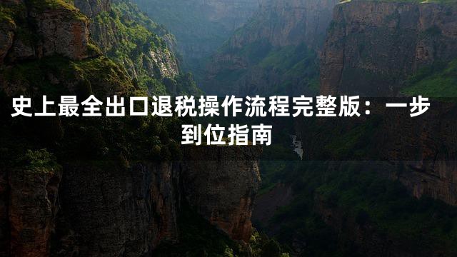 史上最全出口退税操作流程完整版：一步到位指南