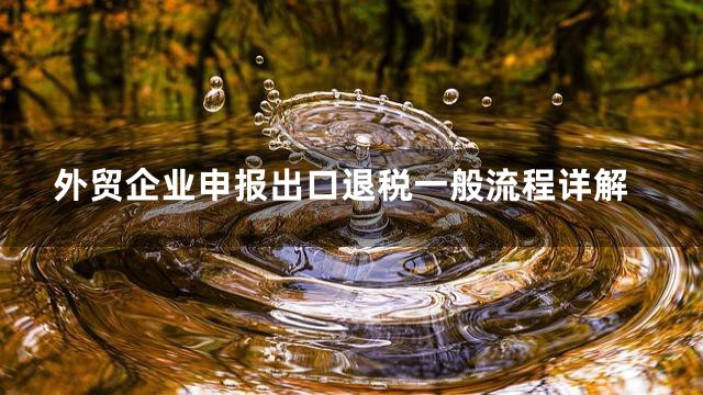 外贸企业申报出口退税一般流程详解