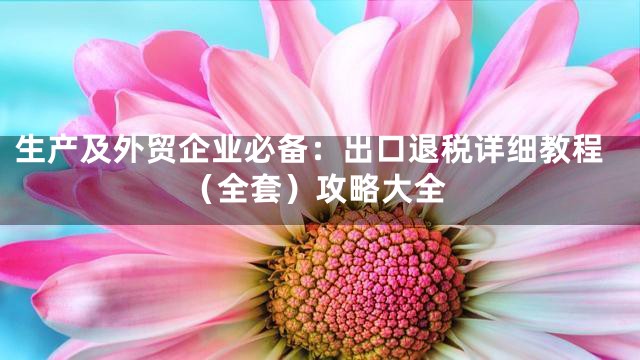 生产及外贸企业必备：出口退税详细教程（全套）攻略大全