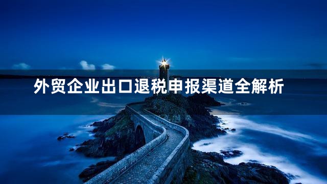 外贸企业出口退税申报渠道全解析