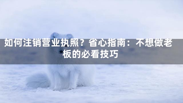 如何注销营业执照？省心指南：不想做老板的必看技巧