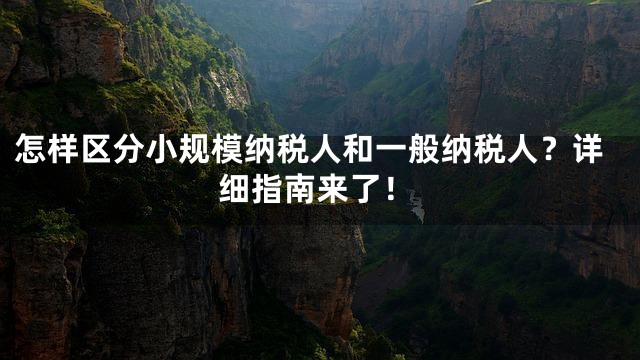 怎样区分小规模纳税人和一般纳税人？详细指南来了！