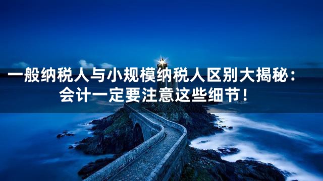 一般纳税人与小规模纳税人区别大揭秘：会计一定要注意这些细节！