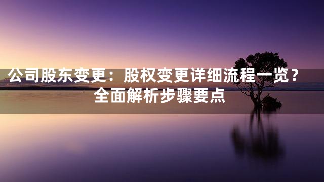 公司股东变更：股权变更详细流程一览？全面解析步骤要点