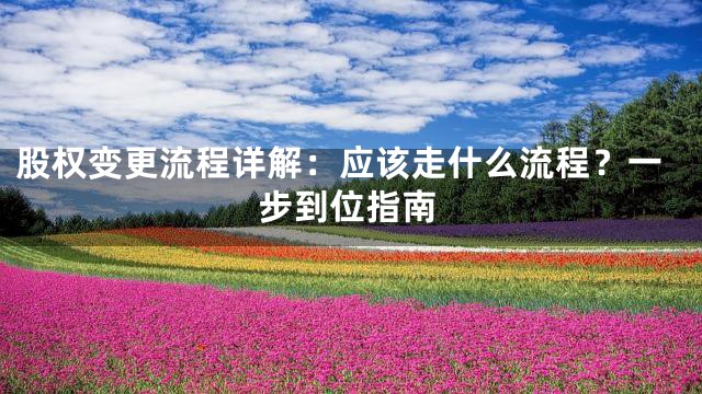 股权变更流程详解：应该走什么流程？一步到位指南