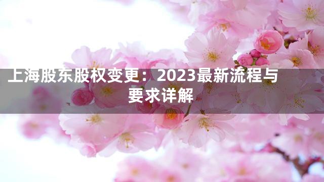 上海股东股权变更：2023最新流程与要求详解