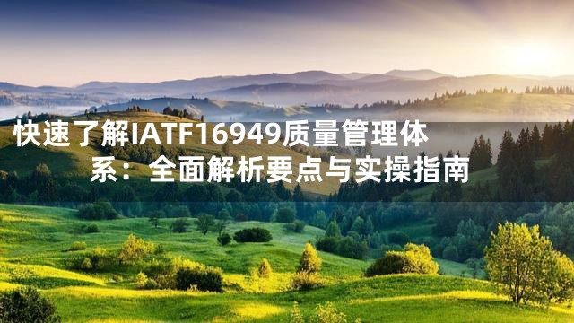 快速了解IATF16949质量管理体系：全面解析要点与实操指南
