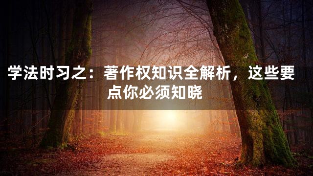 学法时习之：著作权知识全解析，这些要点你必须知晓