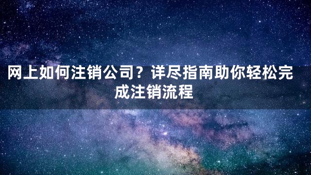 网上如何注销公司？详尽指南助你轻松完成注销流程