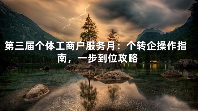 第三届个体工商户服务月：个转企操作指南，一步到位攻略