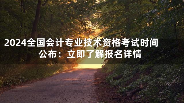 2024全国会计专业技术资格考试时间公布：立即了解报名详情