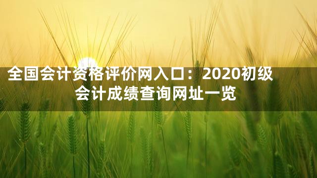 全国会计资格评价网入口：2020初级会计成绩查询网址一览