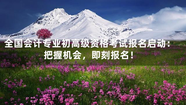 全国会计专业初高级资格考试报名启动：把握机会，即刻报名！