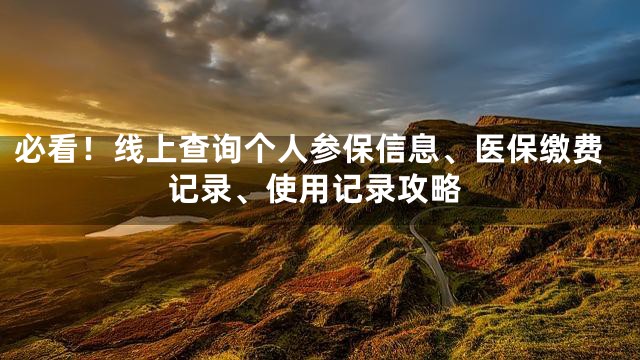 必看！线上查询个人参保信息、医保缴费记录、使用记录攻略