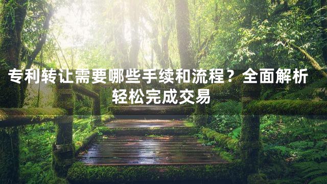专利转让需要哪些手续和流程？全面解析轻松完成交易