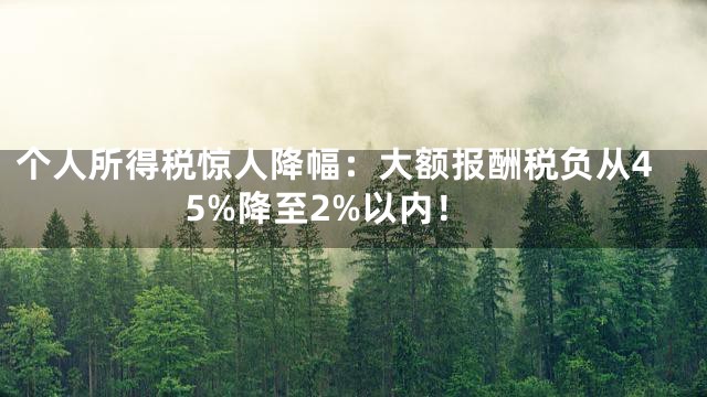 个人所得税惊人降幅：大额报酬税负从45%降至2%以内！