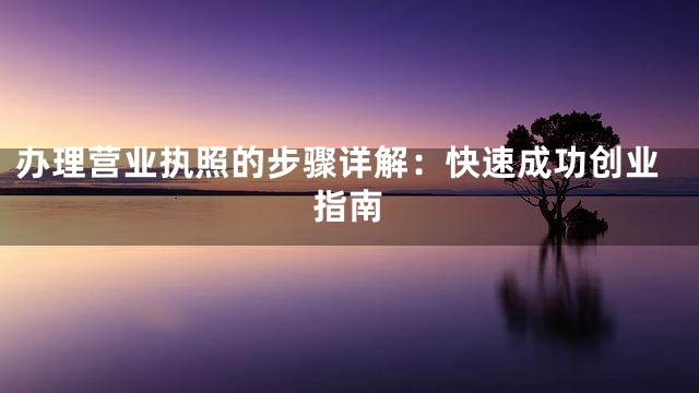 办理营业执照的步骤详解：快速成功创业指南