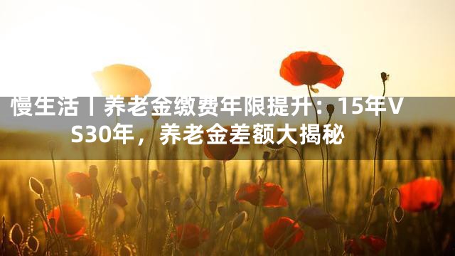 慢生活丨养老金缴费年限提升：15年VS30年，养老金差额大揭秘