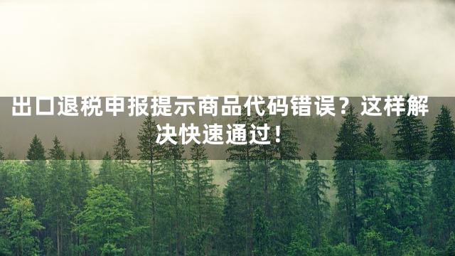 出口退税申报提示商品代码错误？这样解决快速通过！