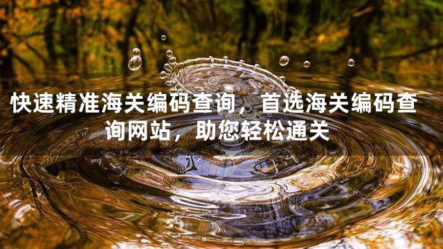 快速精准海关编码查询，首选海关编码查询网站，助您轻松通关