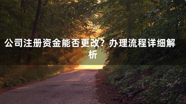 公司注册资金能否更改？办理流程详细解析