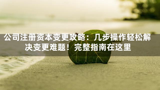 公司注册资本变更攻略：几步操作轻松解决变更难题！完整指南在这里