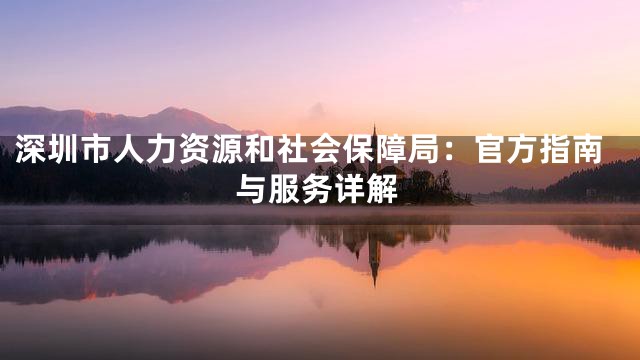 深圳市人力资源和社会保障局：官方指南与服务详解