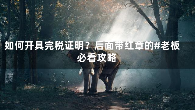 如何开具完税证明？后面带红章的#老板必看攻略