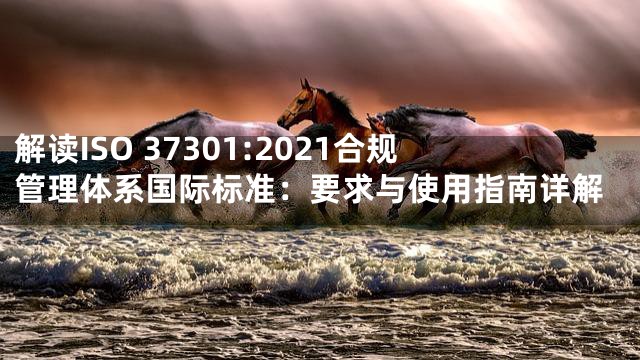 解读ISO 37301:2021合规管理体系国际标准：要求与使用指南详解