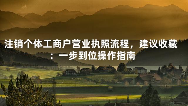 注销个体工商户营业执照流程，建议收藏：一步到位操作指南