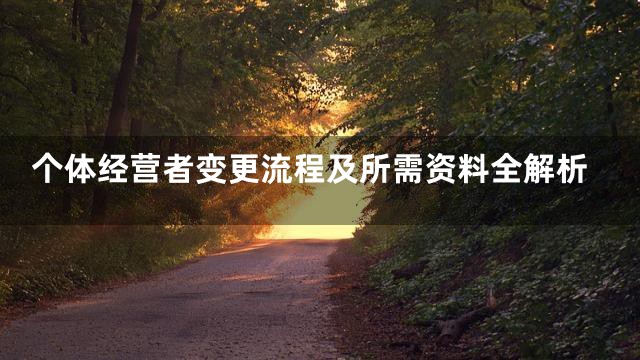 个体经营者变更流程及所需资料全解析